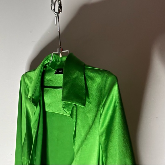 Mango Kelly Green Satin Mini Dress - Picture 5 of 11